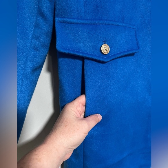 Boston Proper Classic Princess Blue Tailored Pea Coat Size 8 Old Money Preppy - Picture 5 of 12